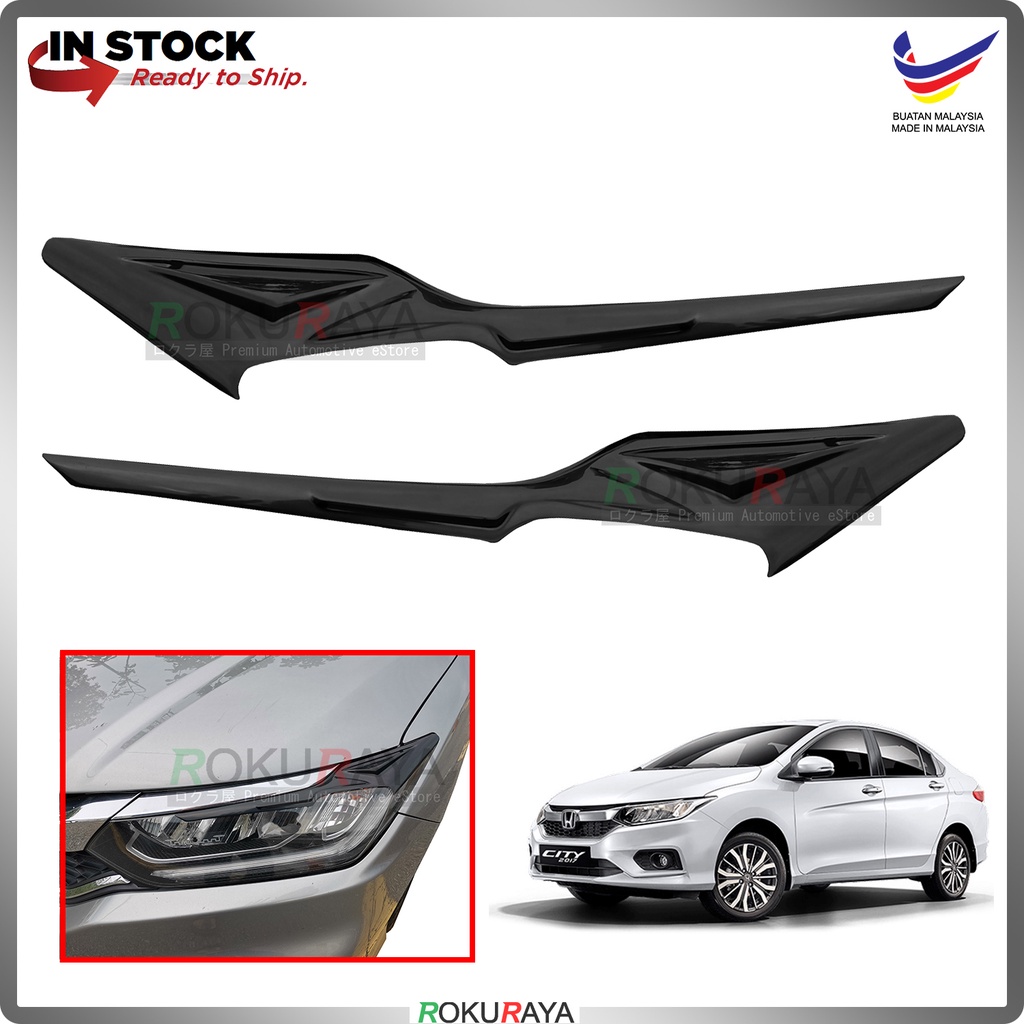 Honda City Facelift (6th Gen) 2017-2020 Custom Fit พลาสติก ABS รถหัวโคมไฟ Eye Lid Brow Cover