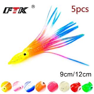 5Pcs Octopus Squid Soft Fishing Lure 9cm 12cm Ocean Fishing Bait