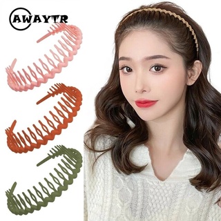 Awaytr ใหม่ ที่คาดผม สีแคนดี้ ฝ้า ฟันหยัก กันลื่น เครื่องประดับผมผู้หญิง