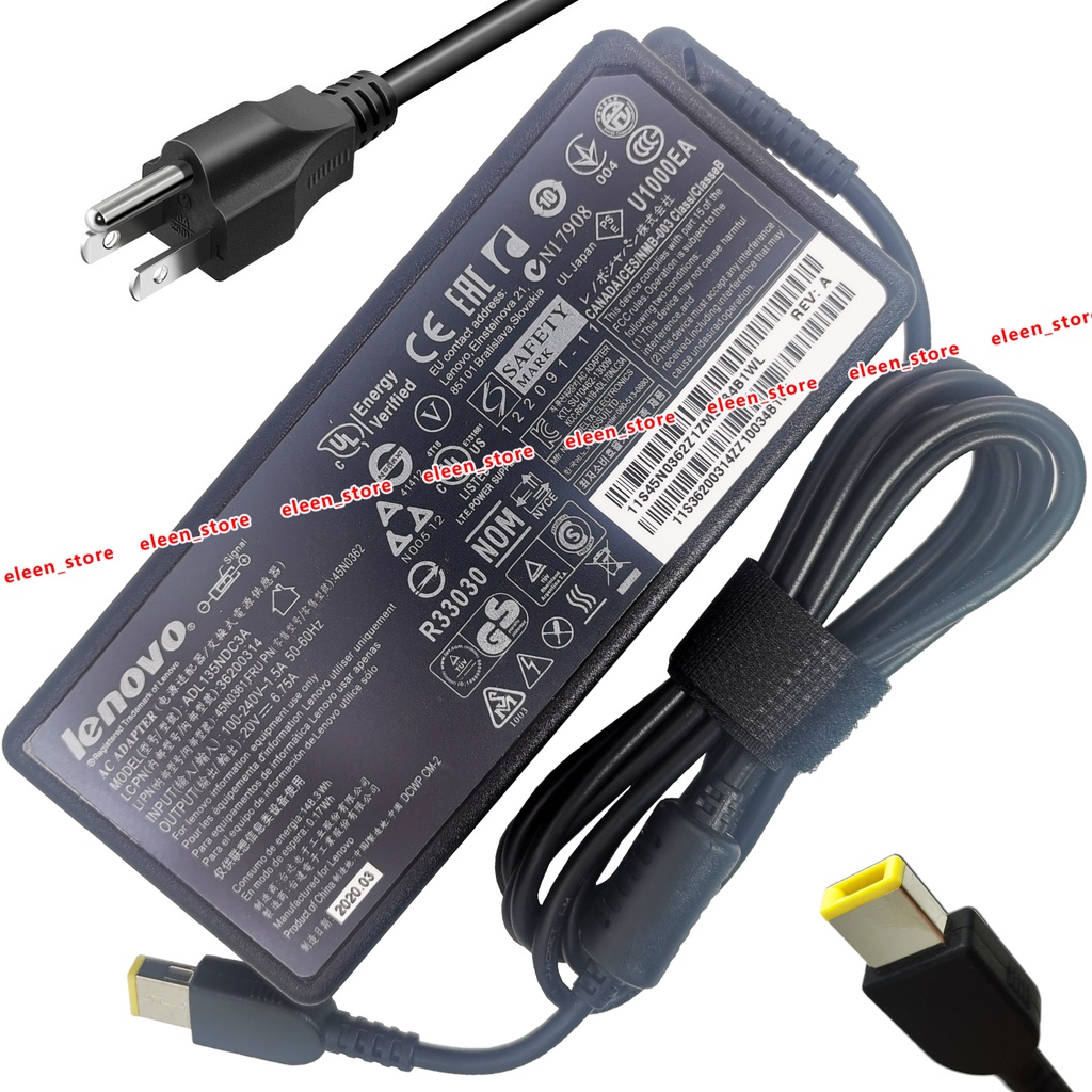 6.75A 135W Laptop AC adapter Charger For lenovo ADL135NLC2A ADL135NLC3A ADL135NDC3A T440P/T540p/W540/W541 | Shopee Thailand
