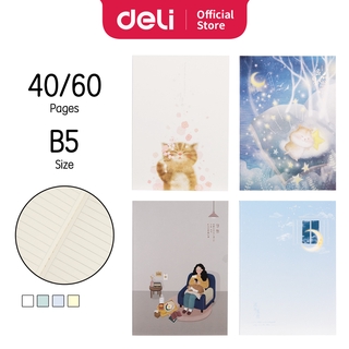 Deli สมุดโน้ต B5 40 60 แผ่น พร้อมเย็บติดกัน เรียบง่าย FB5X0