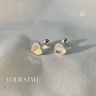 GLAMOR✨ต่างหูเปลี่ยนสี LOVE MOONLIGHT ต่างหูเงิน ตุ้มหูสวยๆ ต่างหูหัวใจ ต่างหูแฟชั่น ตุ้มหูเงินแท้