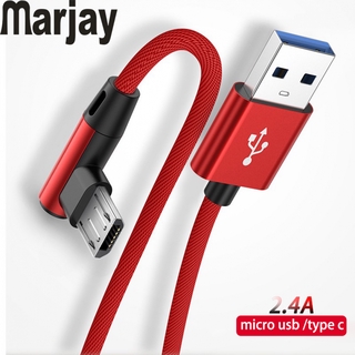 Marjay 90 Degree Elbow Micro USB Charging Cable Type C Wire