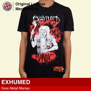 เสื้อยืดโอเวอร์ไซส์เสื้อยืดผ้าฝ้าย พิมพ์ลายวงดนตรี Gildan Softstyle EXHUMED Gore Metal Maniac พรีเมี่ยม สําหรับผู้ชาย แล