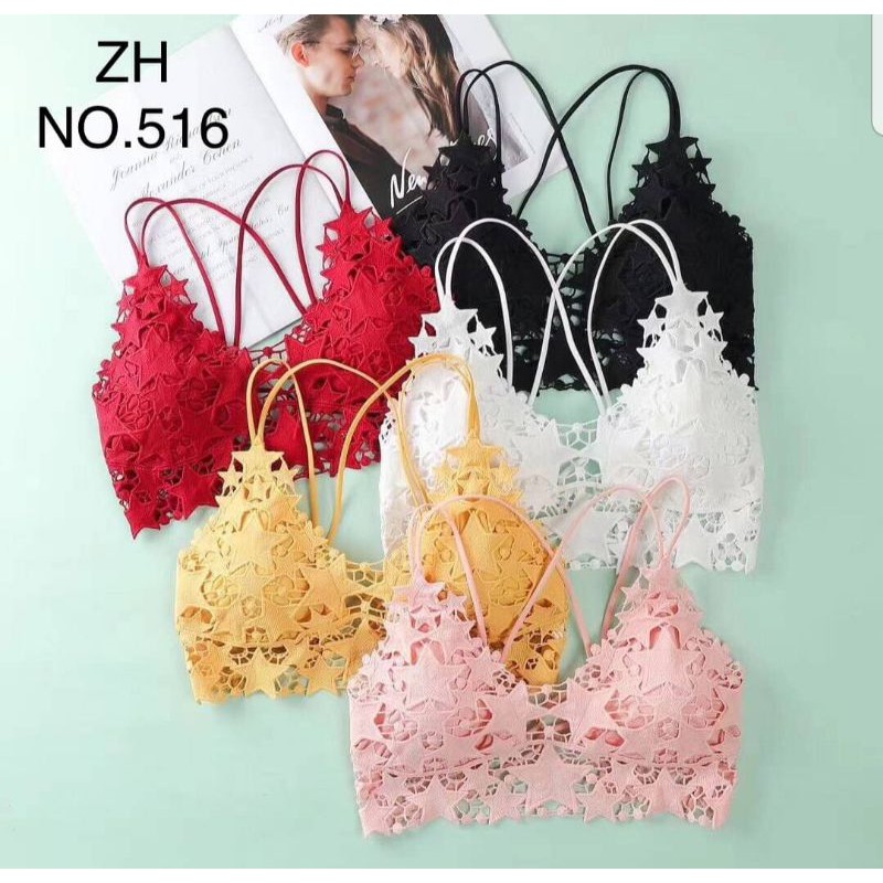 Bra Kaimook Shop # ZH 516 #สินค้าพร้อมส่ง #ครอปบราลูกไม้เซ็กซี่ #ฟรีไซส์/5สี