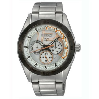 Seiko Solarนาฬิกาข้อมือผู้ชาย สีเงิน สายสแตนเลส SNE197P1