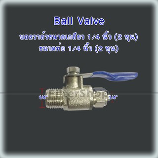วาล์ว เครื่องกรองน้ำขนาด 1/4 (น้ำเงิน) เกลียวนอก 1/4 MIP