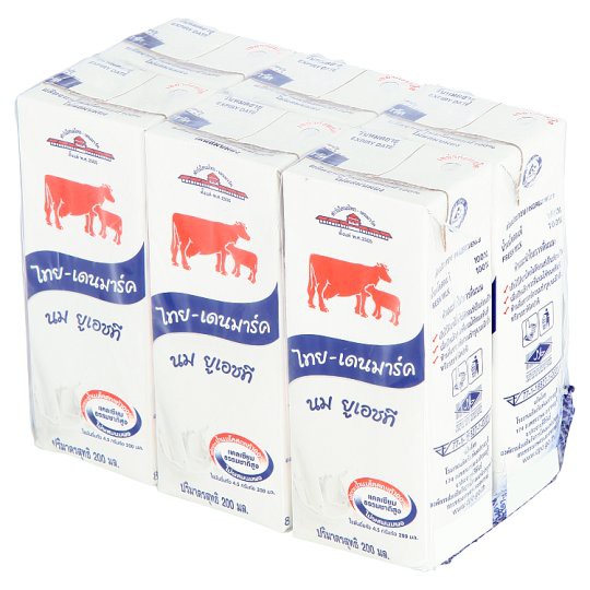 💥โปรสุดพิเศษ!!!💥 ไทย-เดนมาร์ค นมยูเอชที รสจืด 200มล. x 6 กล่อง Thai-Danish UHT milk plain flavor 200ml x 6pcs