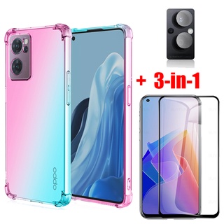 เคสโทรศัพท์มือถือ กระจกนิรภัย กันรอยเลนส์กล้อง ไล่โทนสี สําหรับ OPPO Reno 7Z 5G 7 Reno7Z 5G 3-in-1