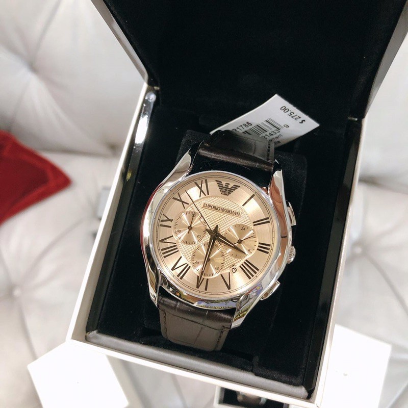 🦋สินค้าพร้อมส่ง🦋  New🍥 Emporio Armani Men's Dress Brown Leather Watch ขนาด 44 mm  สวย เรียบ หรู ราคาดีมากก