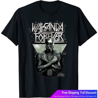 ผ้าฝ้ายแท้เสื้อยืดลำลอง Marvel Black Panther Wakanda Forever Prism Patterned T-Shirt Mens Marvel AvengersS-4XL