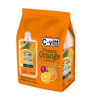 (แพ็ค 4) C-Vitt Jelly Vitamin Orange ซี-วิต ขนมเยลลี่คาราจีแนนน้ำรสส้ม 150 กรัม