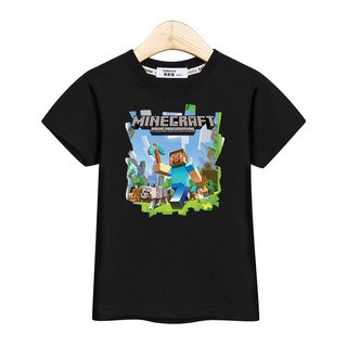 เสื้อยืดลําลอง แขนยาว ลาย Minecraft แฟชั่นสําหรับเด็กผู้ชาย