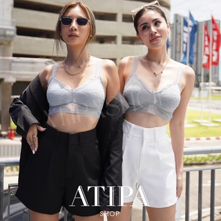 Atipashop - Chilling pants กางเกงขาสั้น เอวสูง ทรงเบสิค ทรงเกาหลี