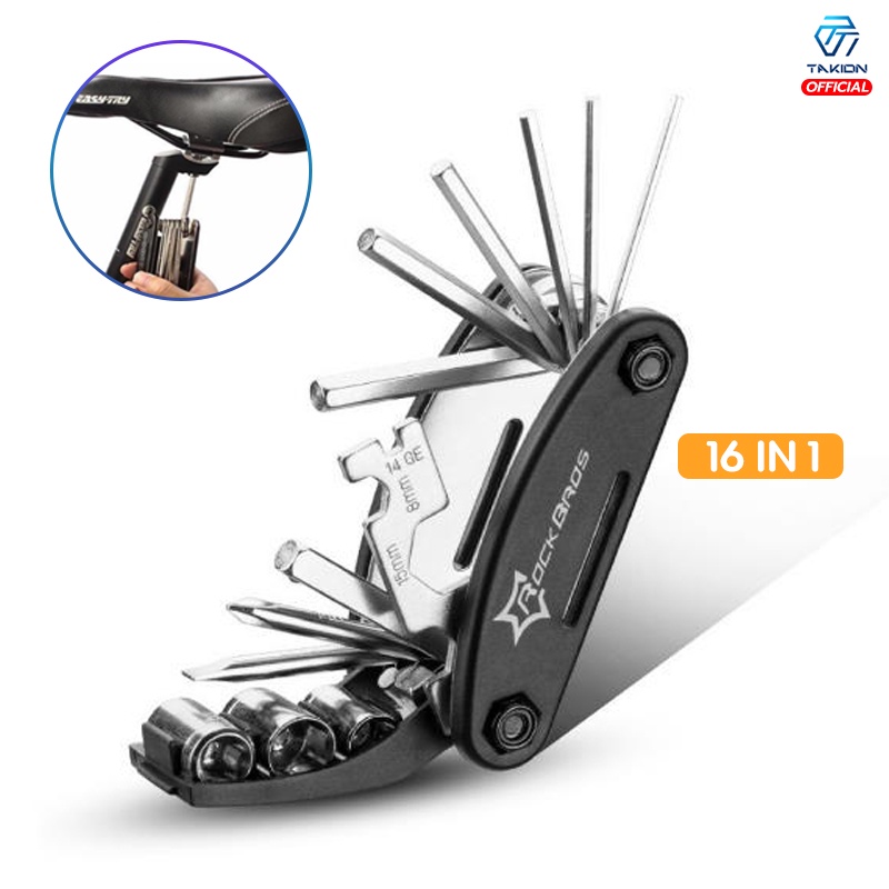 TAKION ชุดเครื่องมือซ่อม ไขควงอเนกประสงค์ จักรยาน แบบพกพา 16 in 1 Folding Tool (Black)S19