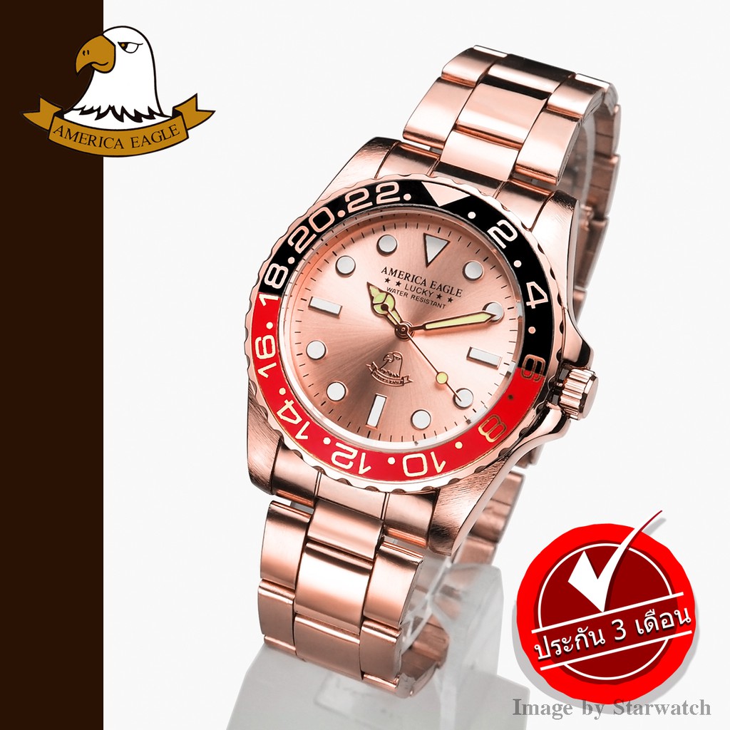AMERICA EAGLE นาฬิกาข้อมือสุภาพบุรุษ สายสแตนเลส รุ่น AE048G - PinkGold/PinkGold