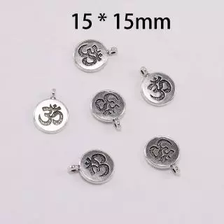 10Pcs จี้โอมเงินธิเบต จี้รูปดอกบัวสีเงินสําหรับทําเครื่องประดับ