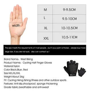 WEST BIKING ถุงมือครึ่งนิ้วระบายอากาศสําหรับปั่นจักรยาน