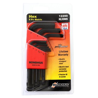 screwdriver MM 9EA/SET BONDHUS HEX KEY Hand tools Hardware hand tools ไขควง หกเหลี่ยม MM 9 ชิ้น/ชุด BONDHUS #12299 เครื่