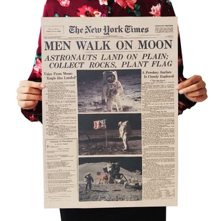 Dlkklb The Apollo 11 Moon Landing New York สติ๊กเกอร์โปสเตอร์วินเทจสําหรับติดตกแต่งผนังห้องเด็ก 51X35.5ซม.