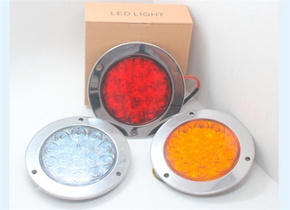 ไฟท้าย LED 12V-24V สีแดง ทรงกลม เลนส์ใส กันกระแทก กันน้ํา สําหรับรถยนต์ รถบรรทุก รถพ่วง เรือ