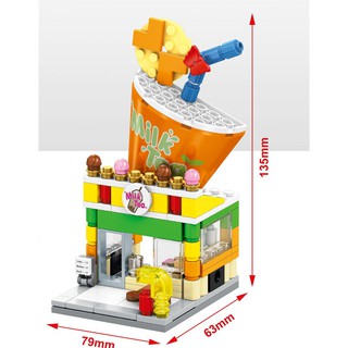 ตัวต่อ เลโก้ ชุด Mini Street ร้านชาไข่มุก จำนวนตัวต่อ 121 ชิ้น  สามารถนำร้านค้ามาต่อเป็นเมืองได้