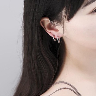 (silver 925)ต่างหูห่วงเงินแท้ชุบทองคำขาว หนา 2 mm. (ราคา 1 คู่) วัดรอบวงใน