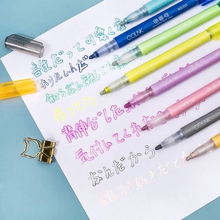 ปากกาเน้นข้อความ ปากกามาร์คเกอร์ สีชมพู 双线荧光笔只有粉色