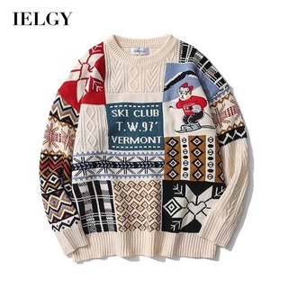 Ielgy เสื้อกันหนาว คอเต่า แขนยาว ทรงหลวม สําหรับผู้ชาย