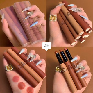 ลิป​สติก​ ลิปแมท Zuk Her​ Orange​ 3 แท่ง 3 โทนอิฐๆ ตุ่นๆ แดงก่ำ สีสวยมาก