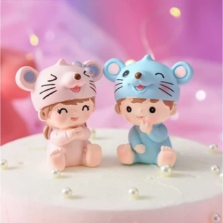 [จุด] นางฟ้าตุ๊กตาเด็กครีมเค้กตกแต่งนางฟ้าตุ๊กตาเค้กวันเกิดตกแต่งหูกระต่ายเด็กเค้กด้านบนหมวก