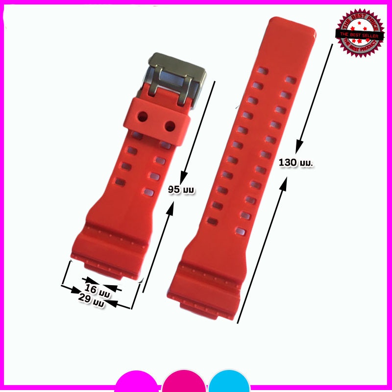 สายนาฬิกาจีชอร์ค G-SHOCK GA-100/110/120,GD100/110/120 สายนาฬิกาข้อมือ 16 มม. สีดำ แดง ขาว สายยางคุณภาพสูง