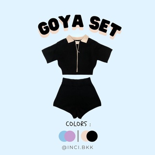 (inci.bkk) GOYA SET in Black🖤 เซ็ทเสื้อซิปทูโทน+กางเกงknit