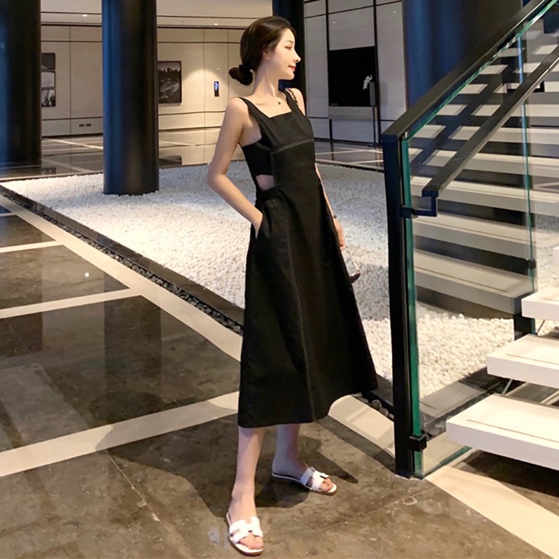 ขายส่ง ชุดเดรสยาว ชุดเดรสสั้นแขนกุดคอวีแบบกลวงสําหรับผู้หญิง