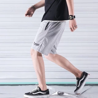 [M-6XL] กางเกงขาสั้นเอวยางยืดผู้ชายสีทึบหลวมขนาดใหญ่กางเกงขาสั้นลำลองพร้อมกระเป๋า 2 ใบ