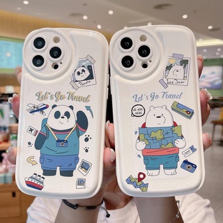 เคสโทรศัพท์มือถือ แบบนิ่ม ลายการ์ตูนหมีแพนด้า ป้องกันเลนส์ สําหรับ iPhone 13promax 12 11 X XS Max 7 8 SE2020