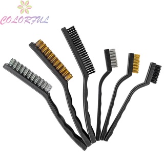 【COLORFUL】6 Pcs 170/200mm Wire Brush Set Metal Scratch Brushes For Cleaning, Rust Removal