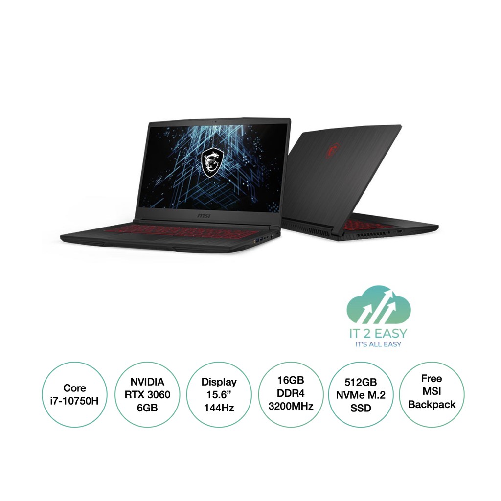 Notebook gaming MSI GF65 Thin 10UE-235TH (15.6) Black ฟรีกระเป๋าเป้ MSI