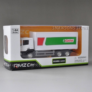 Rmz City โมเดลรถบรรทุก ยานพาหนะจําลอง สเกล 1:64 Scania P-Series Castrol Container Truck