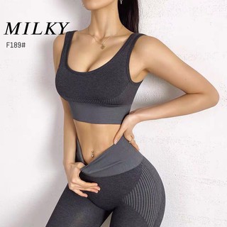 milky👍Sport Bra สปอร์ตบรา ✅ใส่เที่ยว ออกกำลังกาย ใส่กระชับ มีฟองน้ำ งานสวยผ้าดีมาก