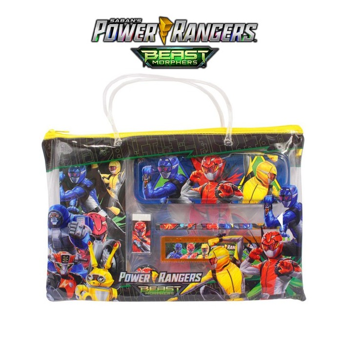 ใหม่! ชุดเครื่องเขียน Power Rangers Beast Morphers 7 in 1 / ชุด Alat Tulis พร้อมกระเป๋าเอกสารแบบใส