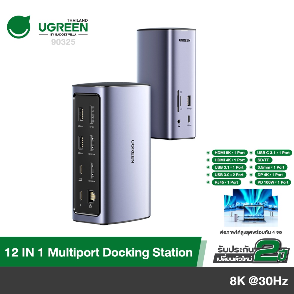 UGREEN รุ่น 90325 อุปกรณ์ต่อพ่วง USB-C Multifunction Docking Station (MST for All PC OS)