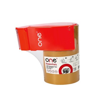 เทปปิดกล่องพร้อมที่ตัด 48มม.x45หลา สีชา (แพ็ค3อัน) ONE Box sealing tape with cutting, 48 mm. X45 yd. Amber (pack of 3) O