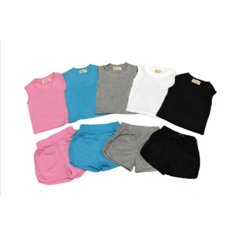 เหลือ 20 ใส่ APRINC30 เสื้อกล้ามเด็ก กา'เกงขาสั้นเด็ก ผ้าคอตตอน 5 สี Ts01 พร้อมส่ง