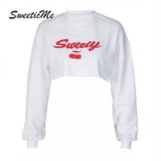 Sweeticme ใหม่ เสื้อยืดลําลอง แขนยาว คอกลม ทรงสลิมฟิต พิมพ์ลาย เซ็กซี่ แฟชั่นสําหรับสตรี 2022