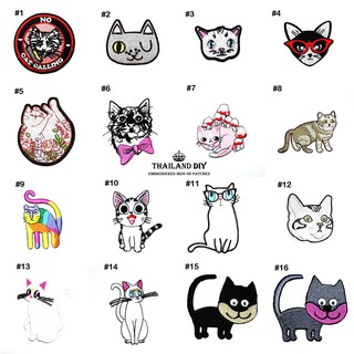 ตัวรีดติดเสื้อ สัตว์เลี้ยง น่ารัก ลายการ์ตูน แมว Cat Cartoon Patch งานปัก DIY ตัวรีด อาร์ม ติดเสื้อเด็ก กระเป๋า กางเกง