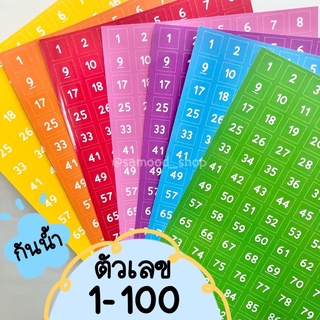 สติ๊กเกอร์ตัวเลข 1-100 (17x17มม.) กันน้ำมีเนื้อสติกเกอร์2แบบ แผ่นเกือบเท่าA4 มี7สี