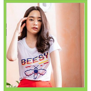 Beesy เสื้อคอกลม ชาย หญิง รุ่น Pix bee สีขาว