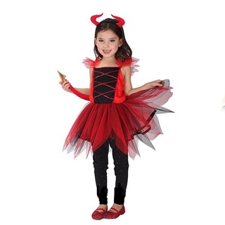 เดรส ปีศาจน้อย Lovely Red Devilkin ชุดผี สำหรับเด็ก ชุดแฟนซี ชุดฮาโลวีน Red Devil Evil Dress Halloween Costume for Kid