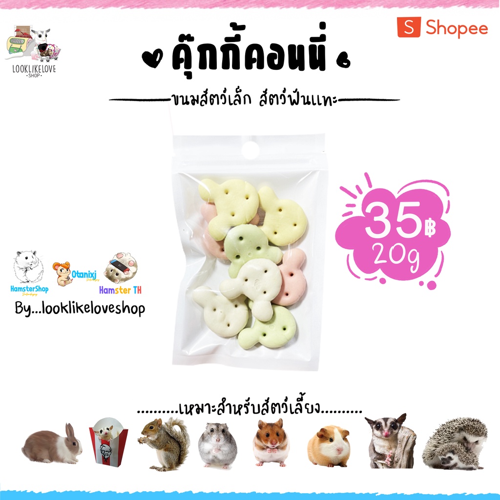 (Ham Ham Bakery) คุ๊กกี้คอนนี่ ขนมหนูเเฮมเตอร์ อาหารหนูแฮมสเตอร์ กระรอก ชูการ์ ดอร์เม้าท์ เม่นเเคระ